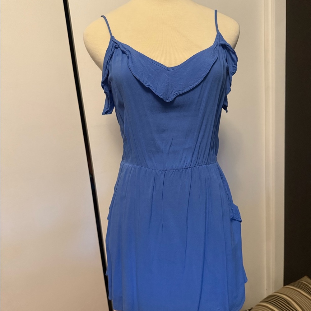Elegant Blue Spaghetti Strap Dress